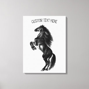 Zwart Jouw tekst Canvas met ruw wild paard afdrukk Afdruk