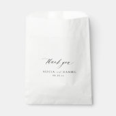 Zwart kalligrafie script dank u bruiloft bedankzakje (Voorkant)