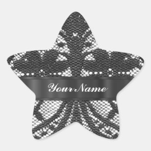 Zwart kant gepersonaliseerd ster sticker