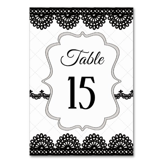 Zwart Kant op Witte Aangepaste Bruiloft Kaart (Achterkant)