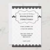 Zwart Kant op Witte Aangepaste Bruiloft Kaart (Voorkant)