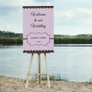 Zwart kant op zachte lavendel aangepaste bruiloft perfect poster
