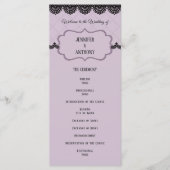 Zwart kant op zachte lavendel aangepaste bruiloft programma (Voorkant)