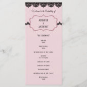 Zwart Kant op Zachte Roze Custom Bruiloft Programma (Voorkant)