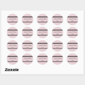 Zwart Kant op Zachte Roze Custom Bruiloft Ronde Sticker (Vel)