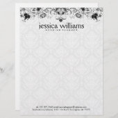 Zwart kant over witte damast achtergrond custom briefhoofd (Voorkant / Achterkant)