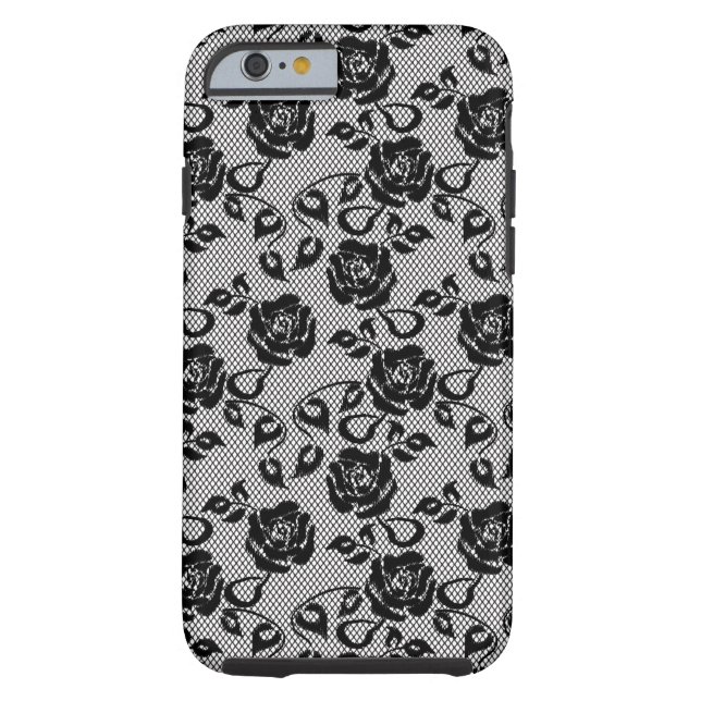 Zwart kant patroon op witte achtergrond Case-Mate iPhone case (Achterkant)