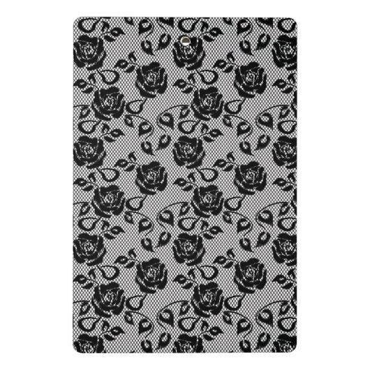 Zwart kant patroon op witte achtergrond mini klembord (Achterkant)