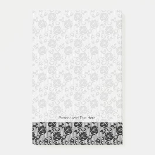 Zwart kant patroon op witte achtergrond post-it® notes (Voorkant)