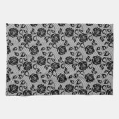 Zwart kant patroon op witte achtergrond theedoek (Horizontaal)