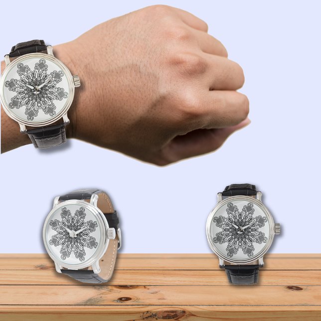 Zwart kanten patroon geometrisch horloge (Creator heeft geüpload)