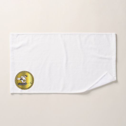 Zwart karaat man dat een zwarte trainingstas schop bad handdoek (Handdoek)