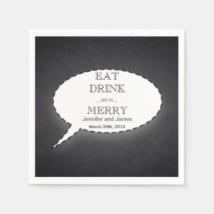 Zwart karton eet, Drink en trouwdag Servetten