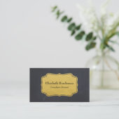 Zwart karton met Faux Gold Foil-etiket Visitekaartje (Staand voorkant)