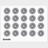  zwart karton Monogram Wreater Ronde Sticker (Vel)