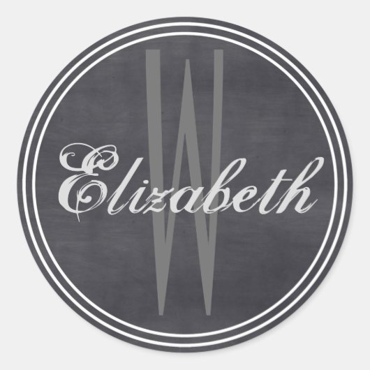 Zwart karton Naam Monogram Envelopzegel Ronde Sticker (Voorkant)