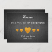 Zwart karton zal je mijn Bridesmaid zijn Kaart (Voorkant / Achterkant)