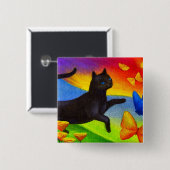 Zwart kartonnen vlinderkunst - Multi Vierkante Button 5,1 Cm (Voorkant /achterkant)