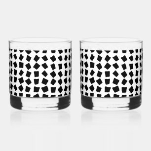 Zwart kasseisteen stijl print whisky glas