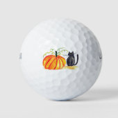 Zwart Kat dier Kat Kitten Pet Halloween Golfballen (Voorkant)