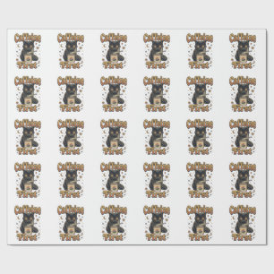 Zwart Kat Fantasie Krijger T-Shirt Cadeaupapier