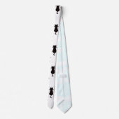 Zwart kat geïsoleerd op White Polka Dot Pattern Stropdas (Achterkant)