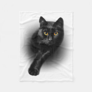 Zwart Kat Gele Ogen T-Shirt Katten Tee Fleece Deken