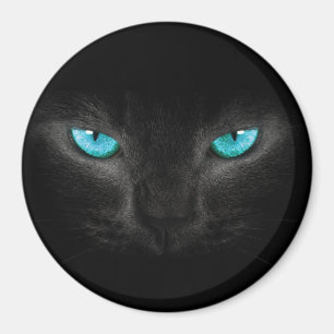 Zwart Kat gezicht met Turquoise Eyes Magneet