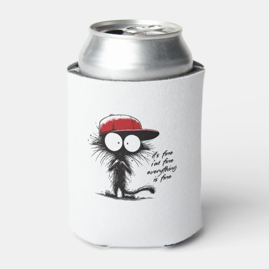 Zwart Kat Het is goed dat ik alles goed vind. Blikjeskoeler (Blikje Voorkant)