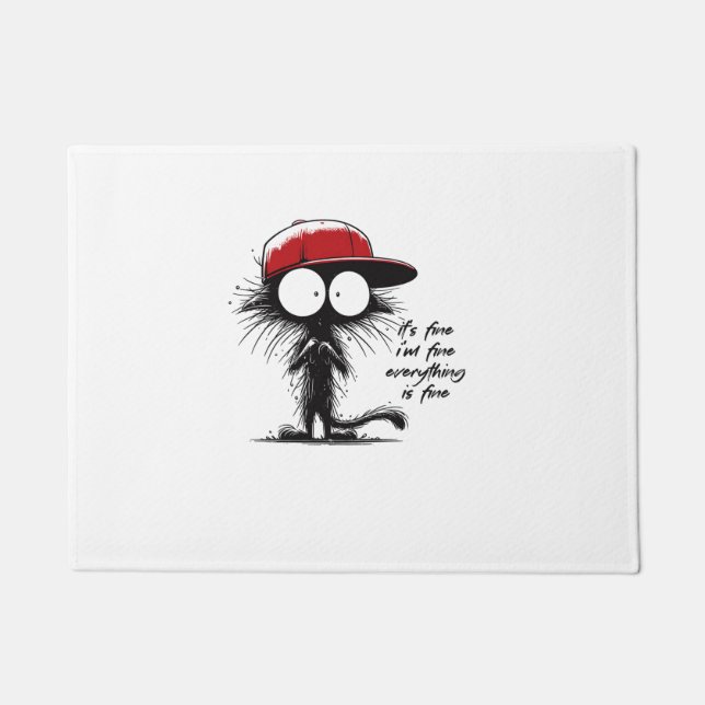 Zwart Kat Het is goed dat ik alles goed vind. Deurmat (Voorkant)