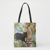 Zwart kat in Birch Tree Fine Art Canvas tas (Voorkant)