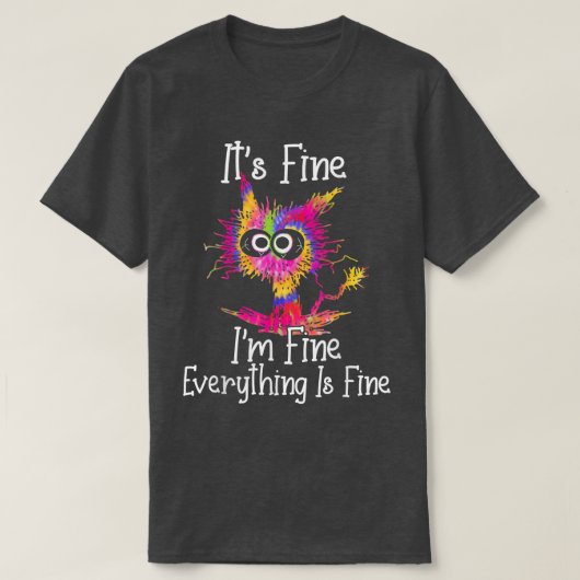 Zwart kat is fijn, alles is prima Stropdas T-shirt (Design voorkant)