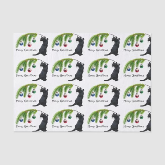 Zwart kat - kerstcadeau tissuepapier (Voorkant)