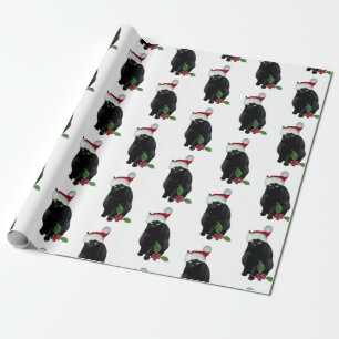 Zwart kat-kerstpapier cadeaupapier