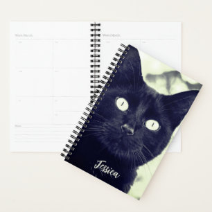 Zwart Kat Leuk Dier Gepersonaliseerde Naam Planner