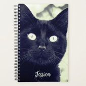 Zwart Kat Leuk Dier Gepersonaliseerde Naam Planner (Voorkant)