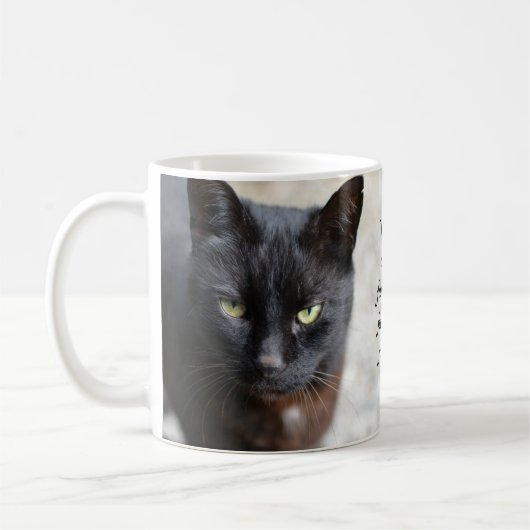 Zwart Kat Lover Afbeelding met Motivatie Citaat Ko Koffiemok (Links)