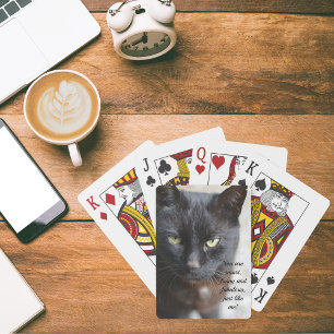Zwart Kat Lover Afbeelding met Motivatie Citaat Pokerkaarten
