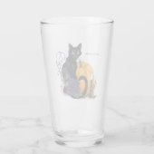 Zwart Kat Paarse Roos Pompoen Halloween Glas (Achterkant)