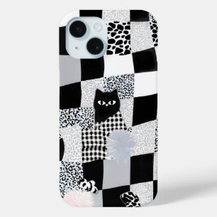 Zwart Kat Patroon Gingham Geruite Luipaard