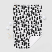 Zwart kat patroonhanddoek golfhanddoek (Insitu)
