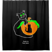 Zwart Kat Pompoen Douche Gordijn (Voorkant)