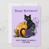 Zwart Kat & Pompoen Halloween Feest Kaart (Achterkant)