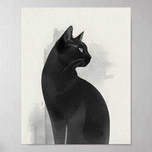 Zwart kat portret muurkunst Perfect cadeau Poster