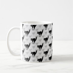 Zwart kat schaduw silhouet patroon ontwerp koffiemok