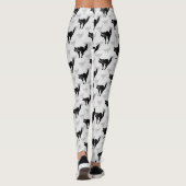 Zwart kat schaduw silhouet patroon ontwerp leggings (Achterkant)