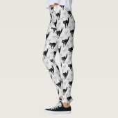 Zwart kat schaduw silhouet patroon ontwerp leggings (Links)