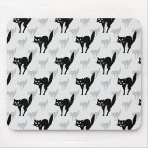 Zwart kat schaduw silhouet patroon ontwerp muismat