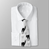 Zwart kat schaduw silhouet patroon ontwerp stropdas (Gebonden)