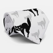 Zwart kat schaduw silhouet patroon ontwerp stropdas (Opgerold)